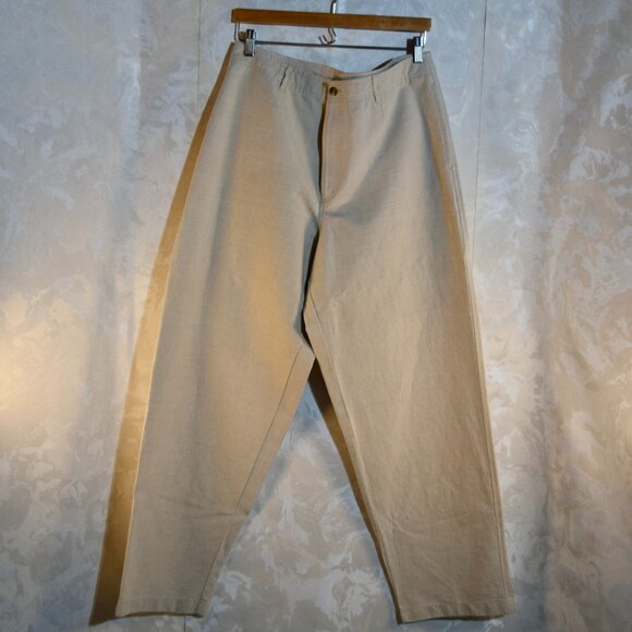 L.L. Bean Size 16 | Classic Fit Straight Leg Linen Pants | Khaki Oatmeal - Picture 1 of 5